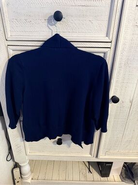 Navy Blue Women's Sweater Cardigan - Classic Open Front Knit